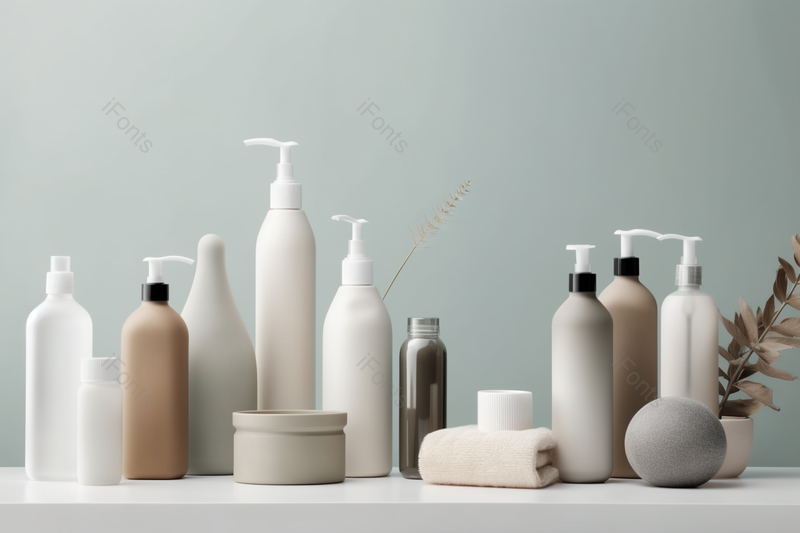 白色的桌面上摆放干净的洗护用品,高清,摄影图,摄影图片,图片大全,摄影图免费下载